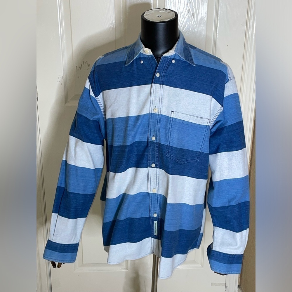 Vintage Baxter Brand Button Down Denim Work Shirt Made In Macau Large​​​​​​​​​​